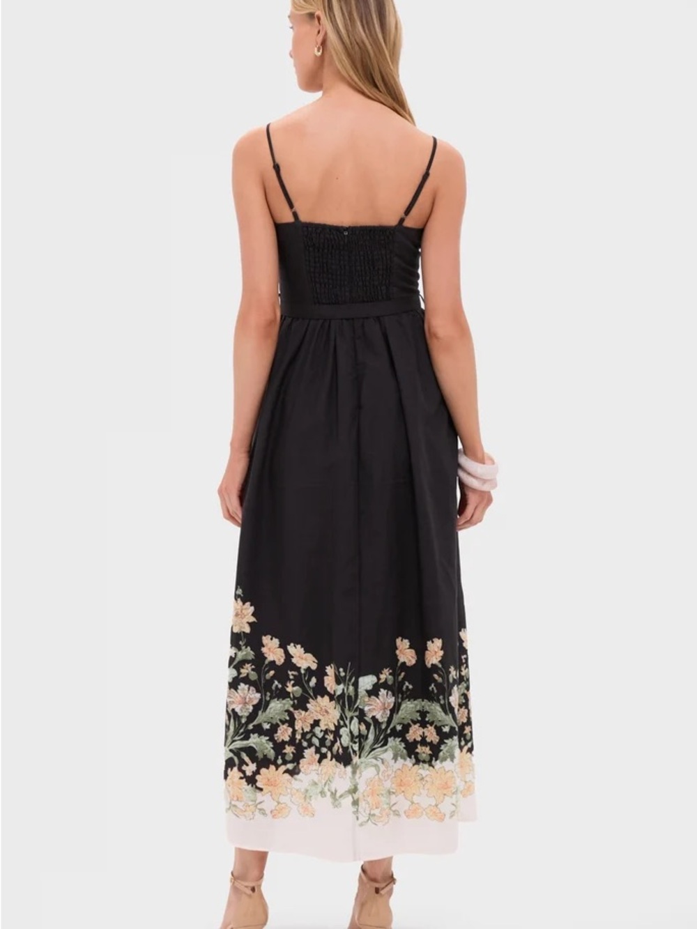 Tuckernuck Black Maxi Dress with Floral Hem - Picture 3 of 6